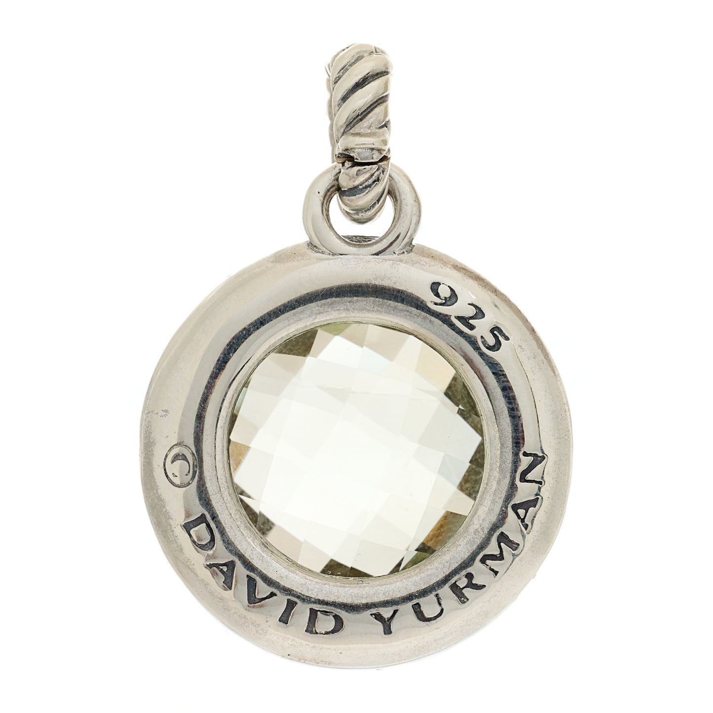 Sterling Silver Diamond Prasiolite 18mm Cerise Pendant
