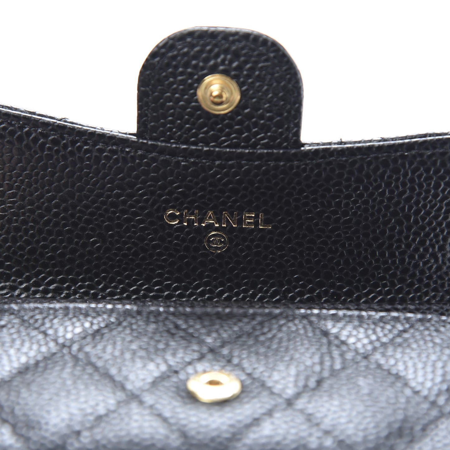 Caviar Quilted Flap Card Holder Black