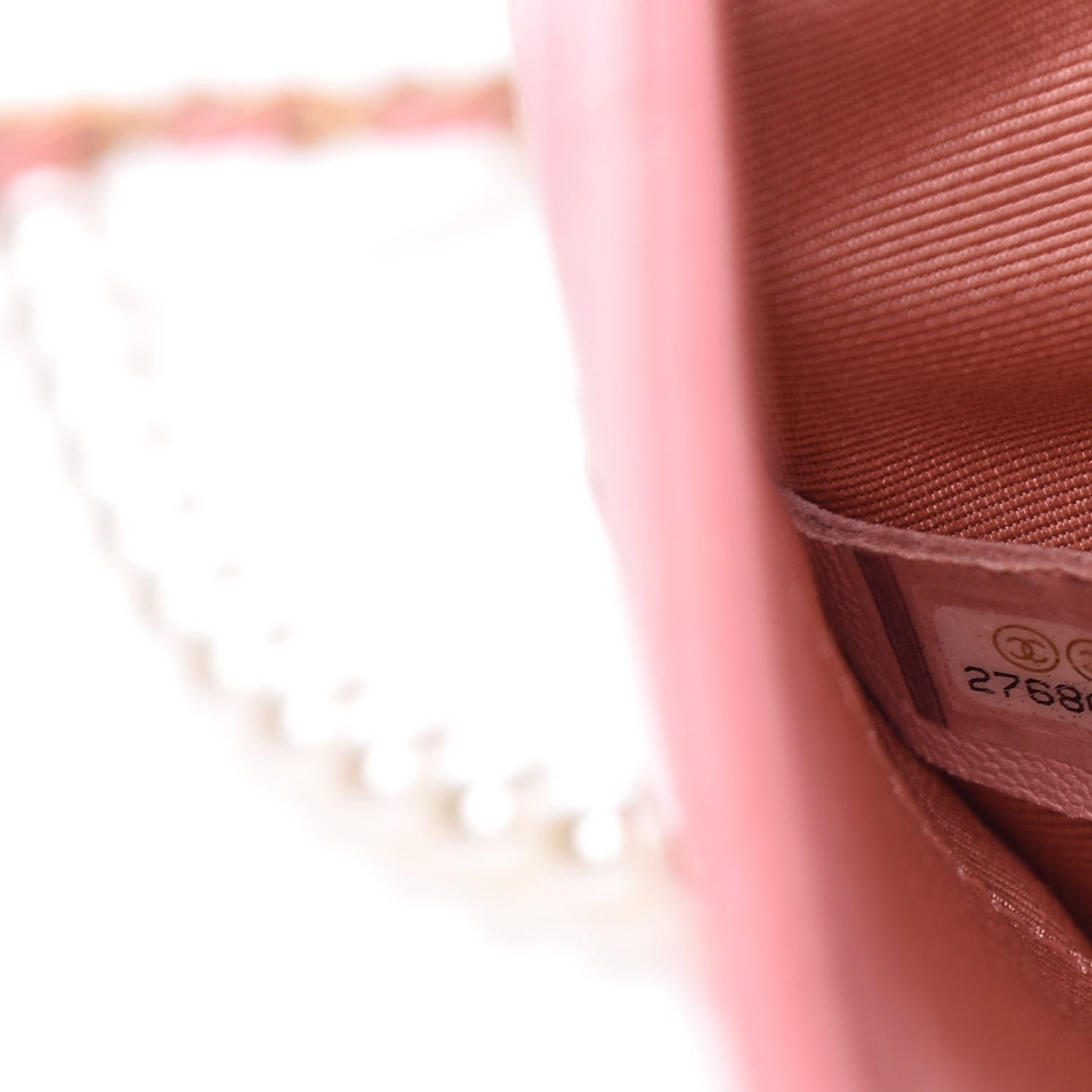 Lambskin Quilted Pearl Chain Flap Bag Pink