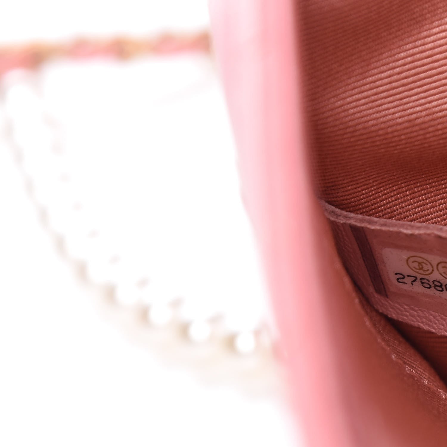 Chanel Lambskin Quilted Pearl Chain Flap Bag Pink 7 of 14