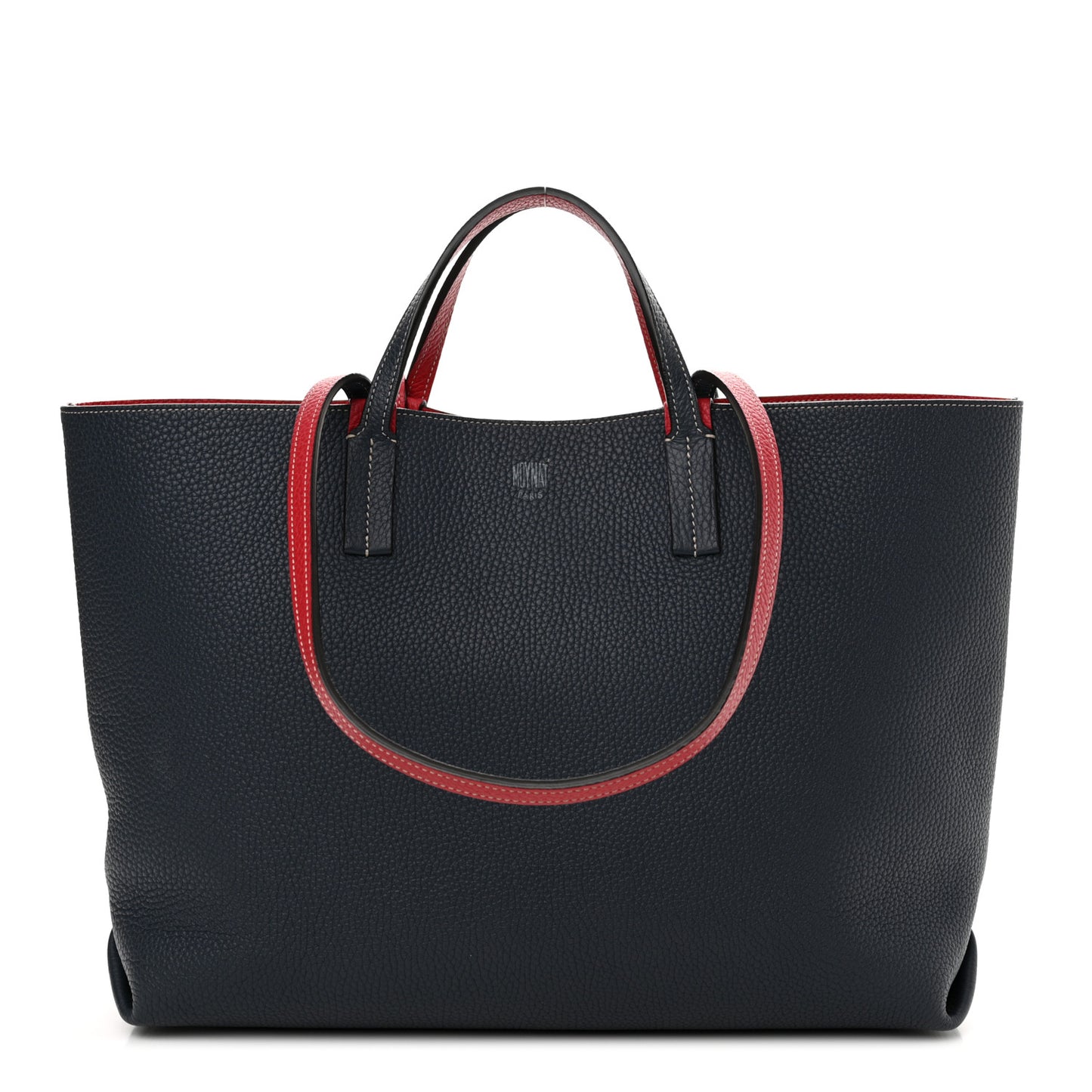 Taurillon Blush Calfskin Reversible Tote Ocean Red