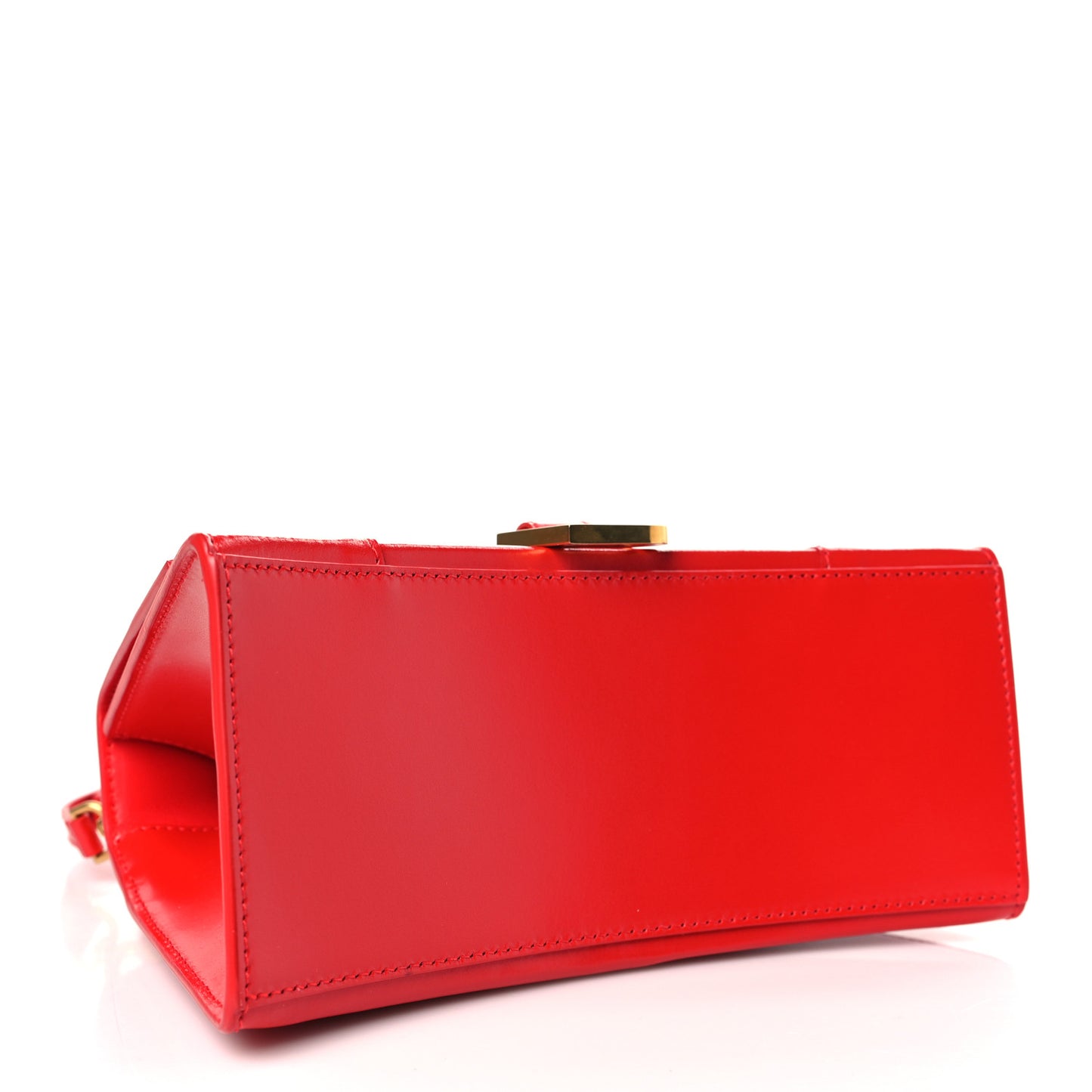 Shiny Box Calfskin Small Hourglass Top Handle Bag Bright Red