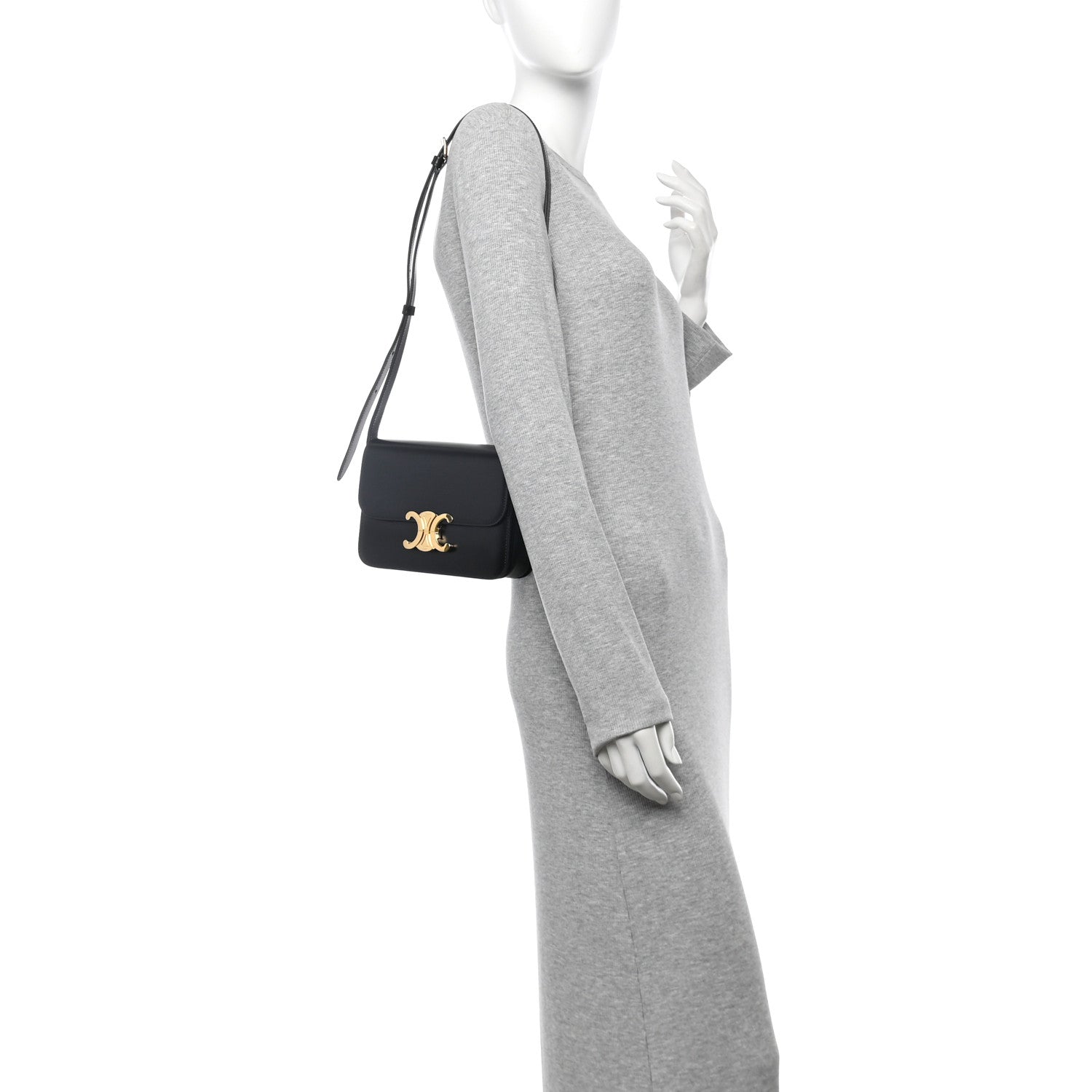 Celine Shiny Calfskin Teen Triomphe Black 2 of 13