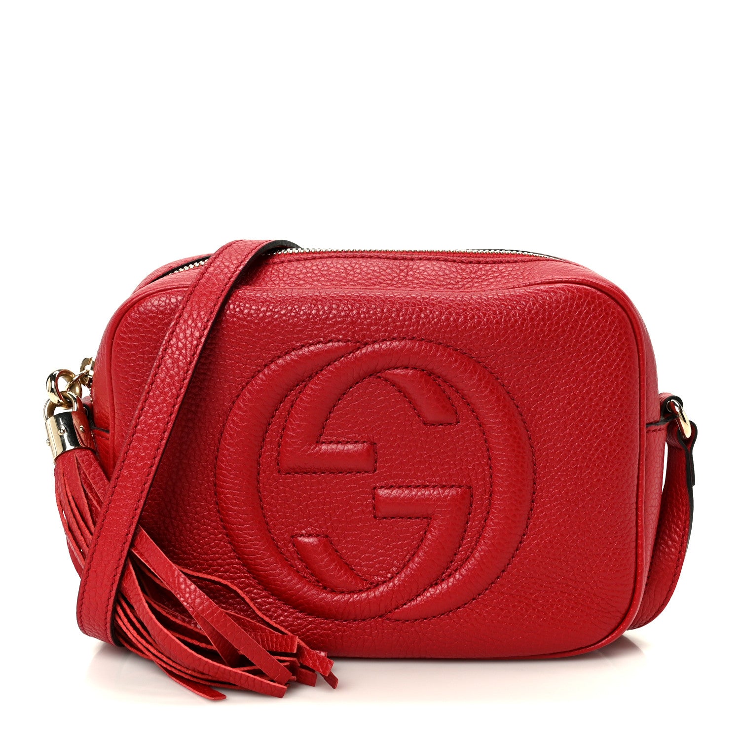 GUCCI ボディバッグ レッド ロゴ入り Gucci Pebbled Calfskin Small Soho Disco Bag Vibrant Red 1867520