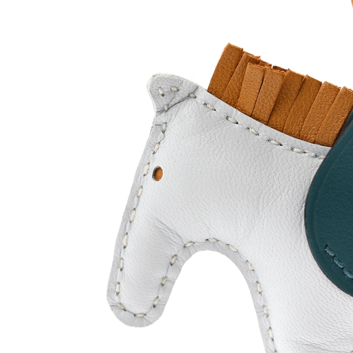 Milo Lambskin Grigri Rodeo Pegase Horse Bag Charm PM Bleu Brume Sesame Vert Bosphore