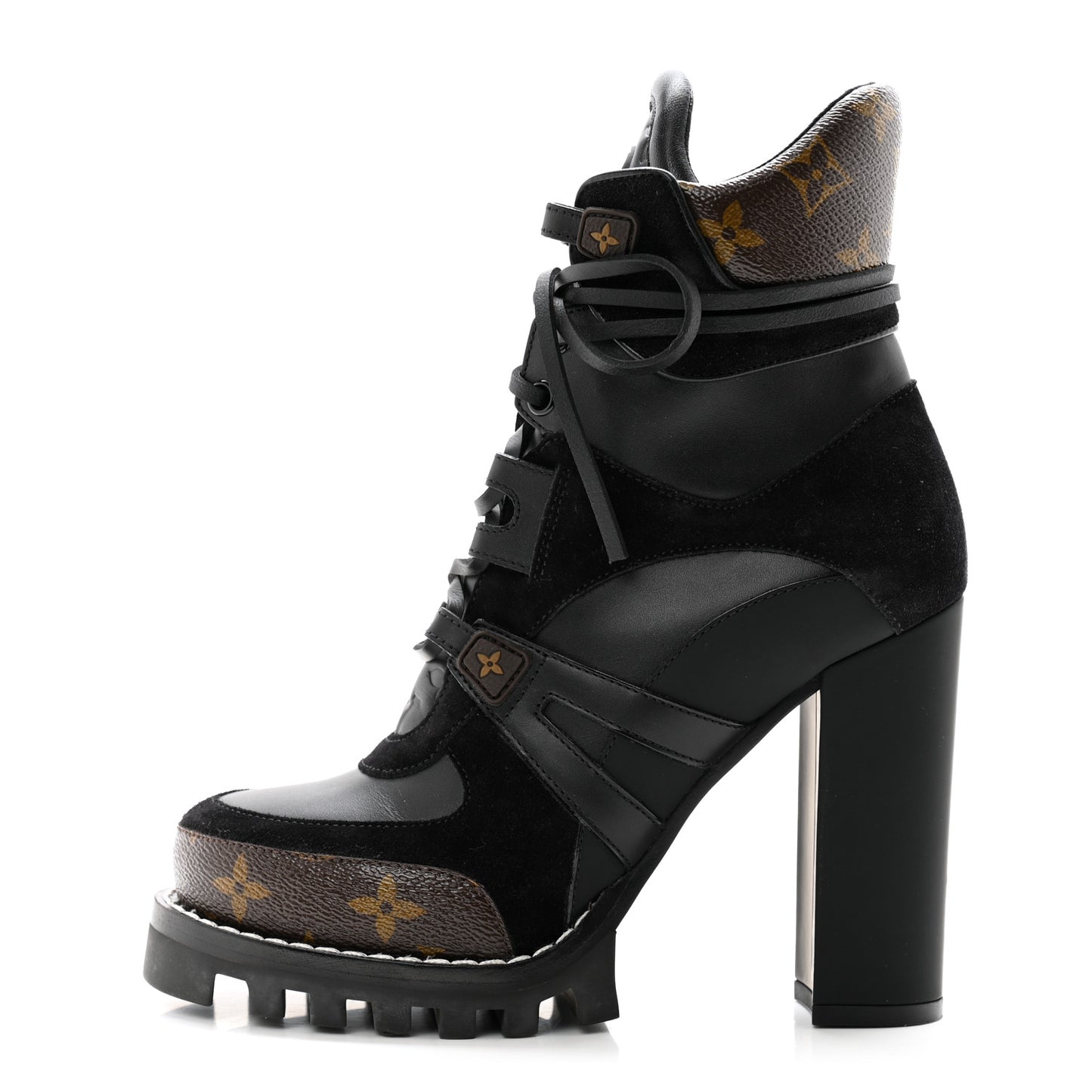 Suede Calfskin Monogram Star Trail Ankle Boots 37 Black