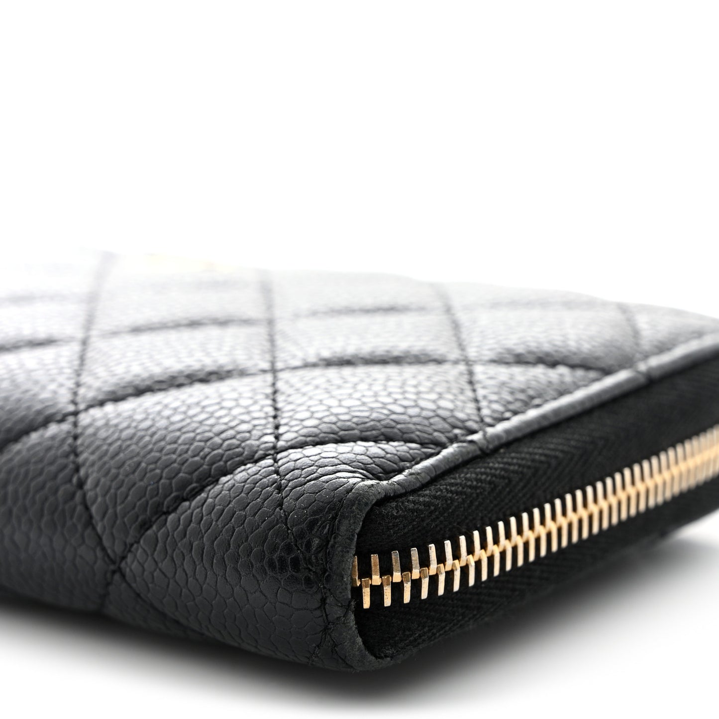 Caviar Quilted Large Gusset Zip Around Wallet Black
