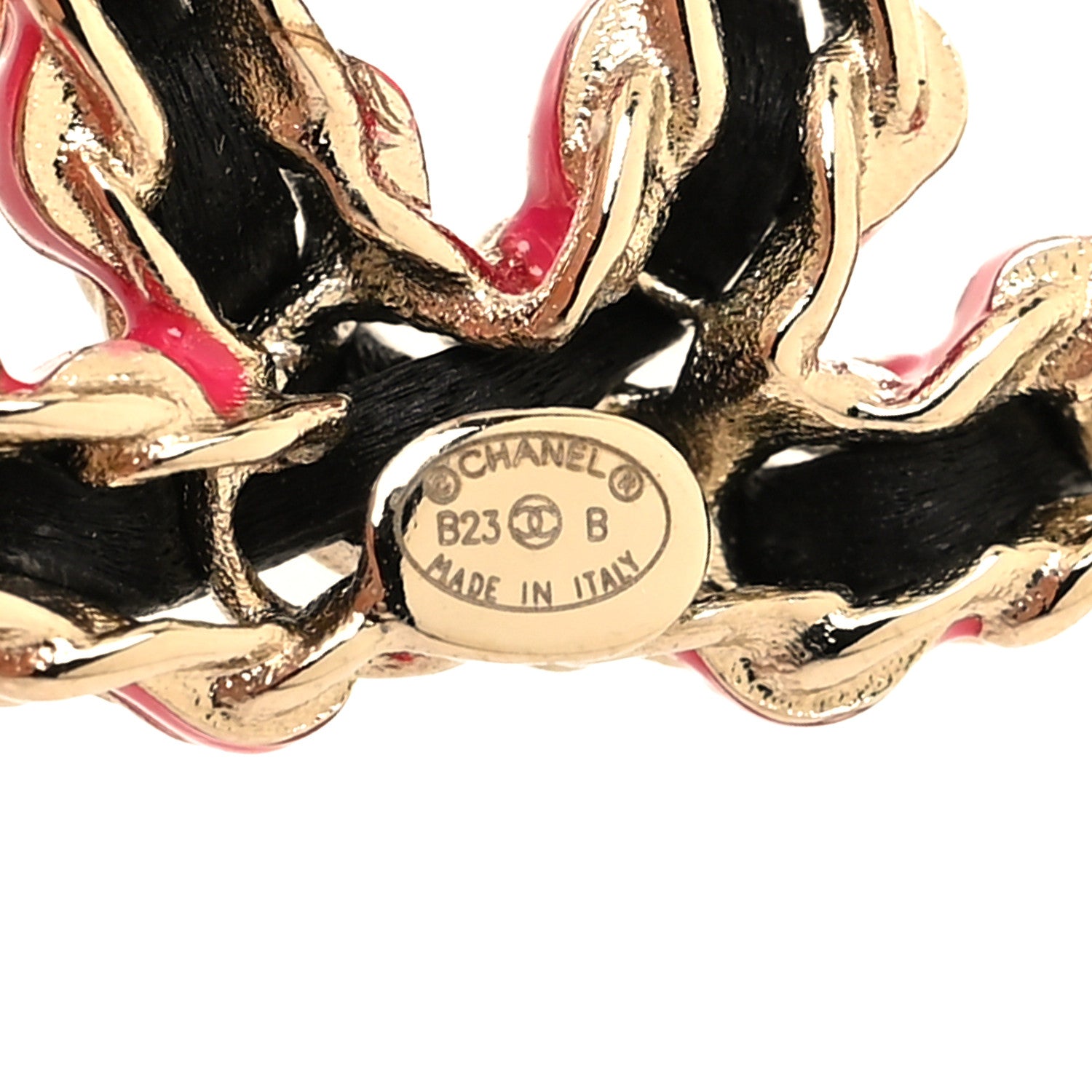 Chanel Lambskin CC Chain Earrings Black Gold Pink 4 of 5