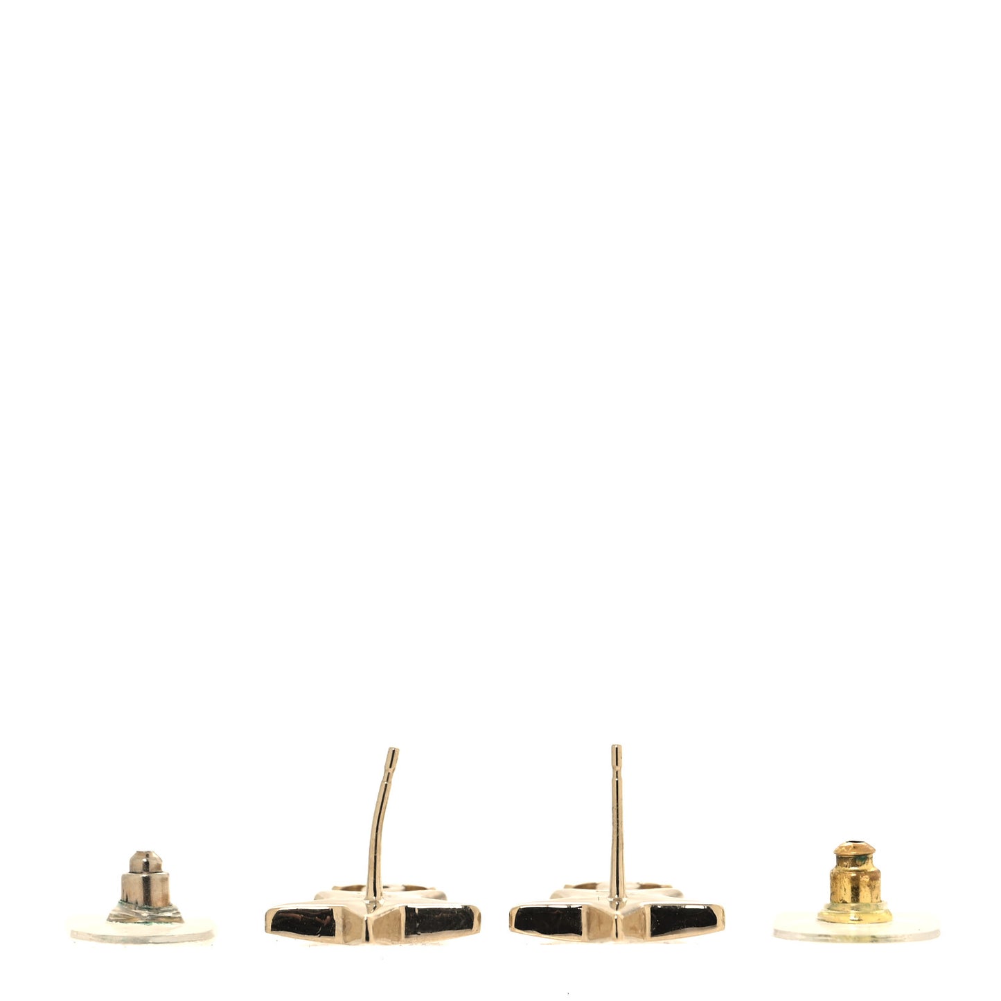 Metal Crystal CC Star Drop Earrings Gold