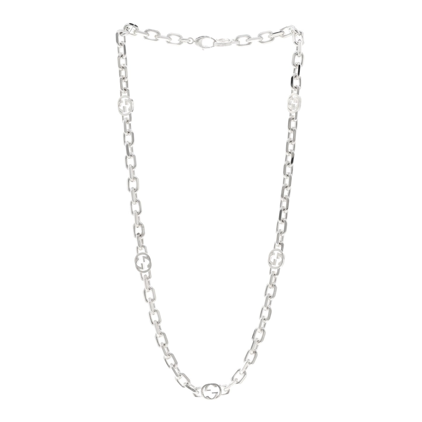 Sterling Silver Interlocking GG Chain Necklace