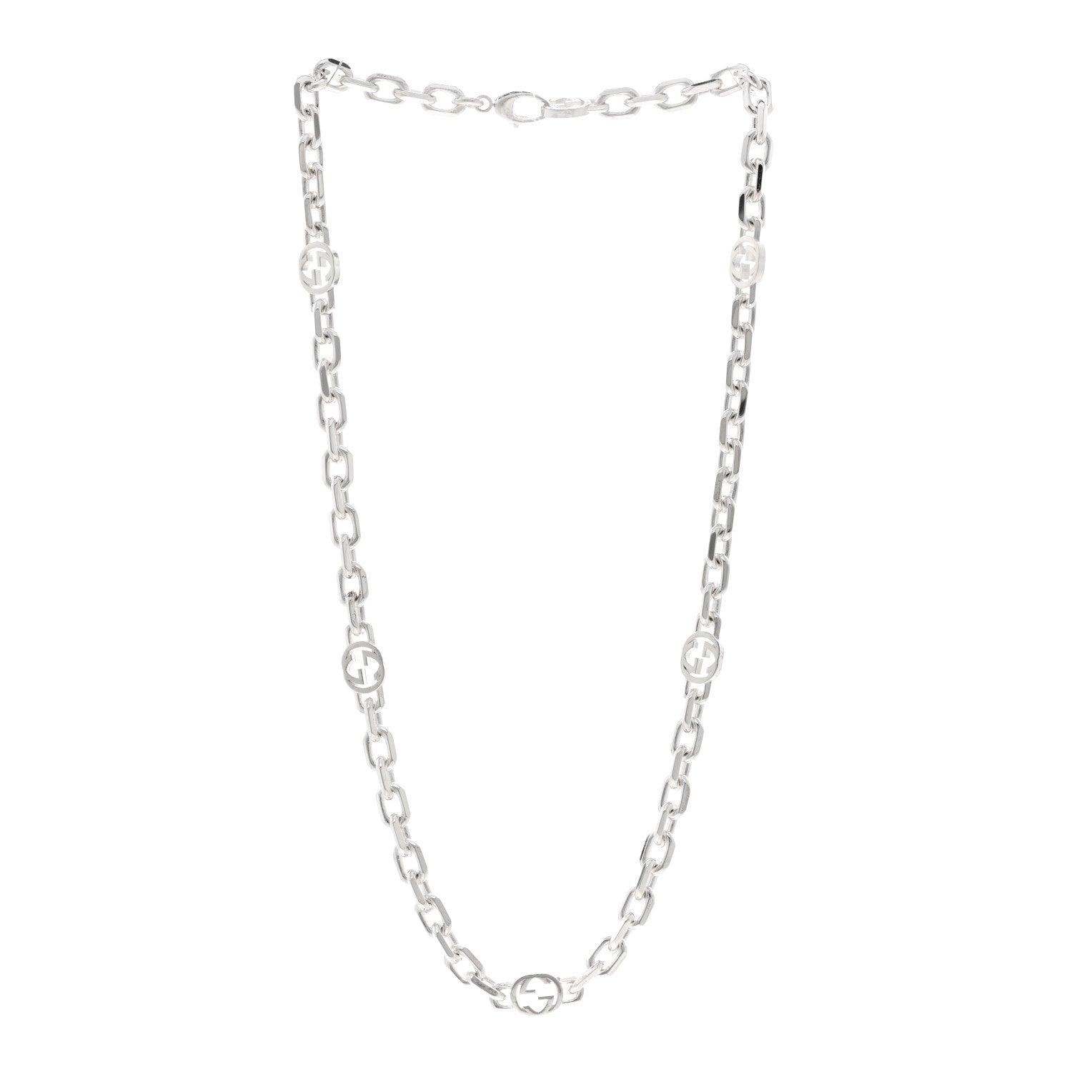 Gucci Sterling Silver Interlocking GG Chain Necklace 3 of 4