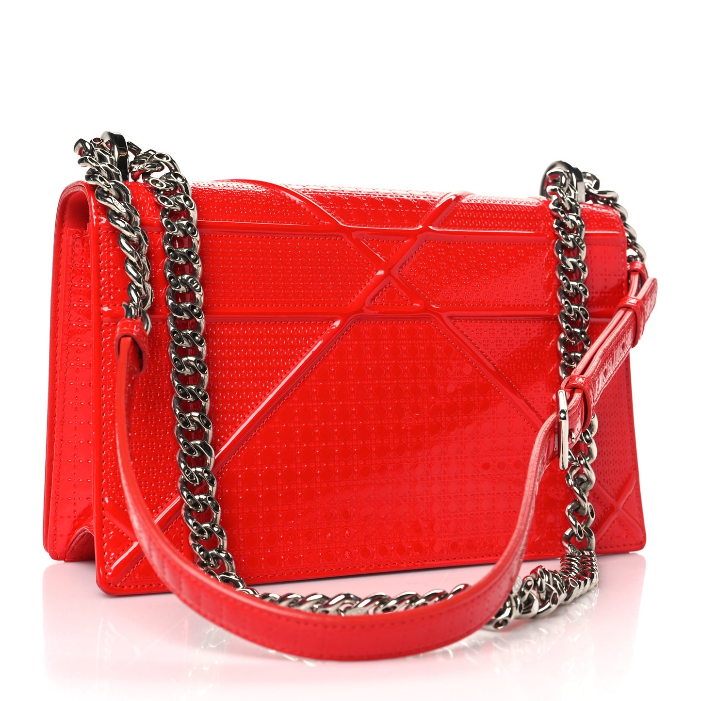 Patent Micro-Cannage Medium Diorama Flap Bag Red