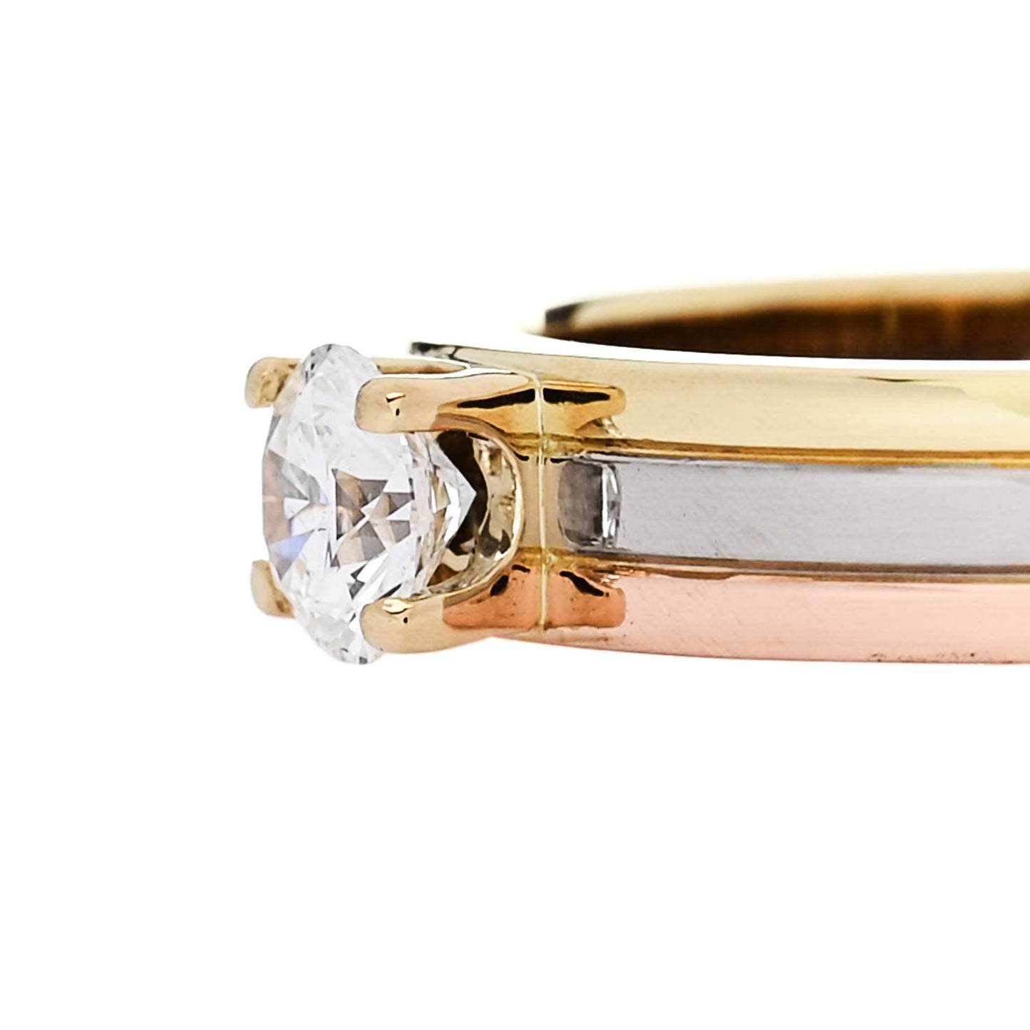 18K Pink Yellow White Gold Diamond .23ct Solitaire Trinity Engagement Ring 47 4