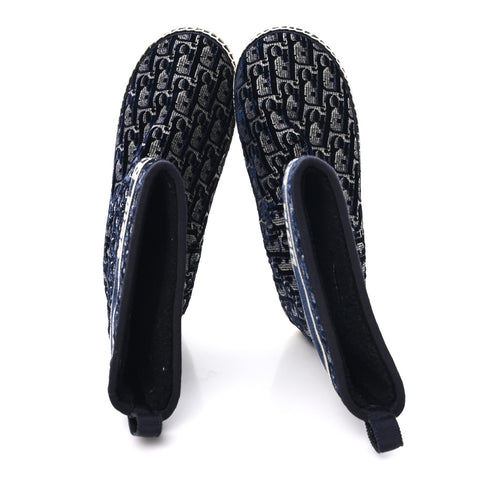 Velvet Oblique Granville Espadrille Boots 39.5 Deep Blue