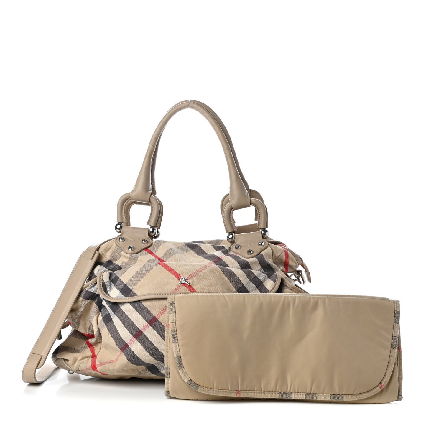 Nova Check Tote Diaper Bag Beige