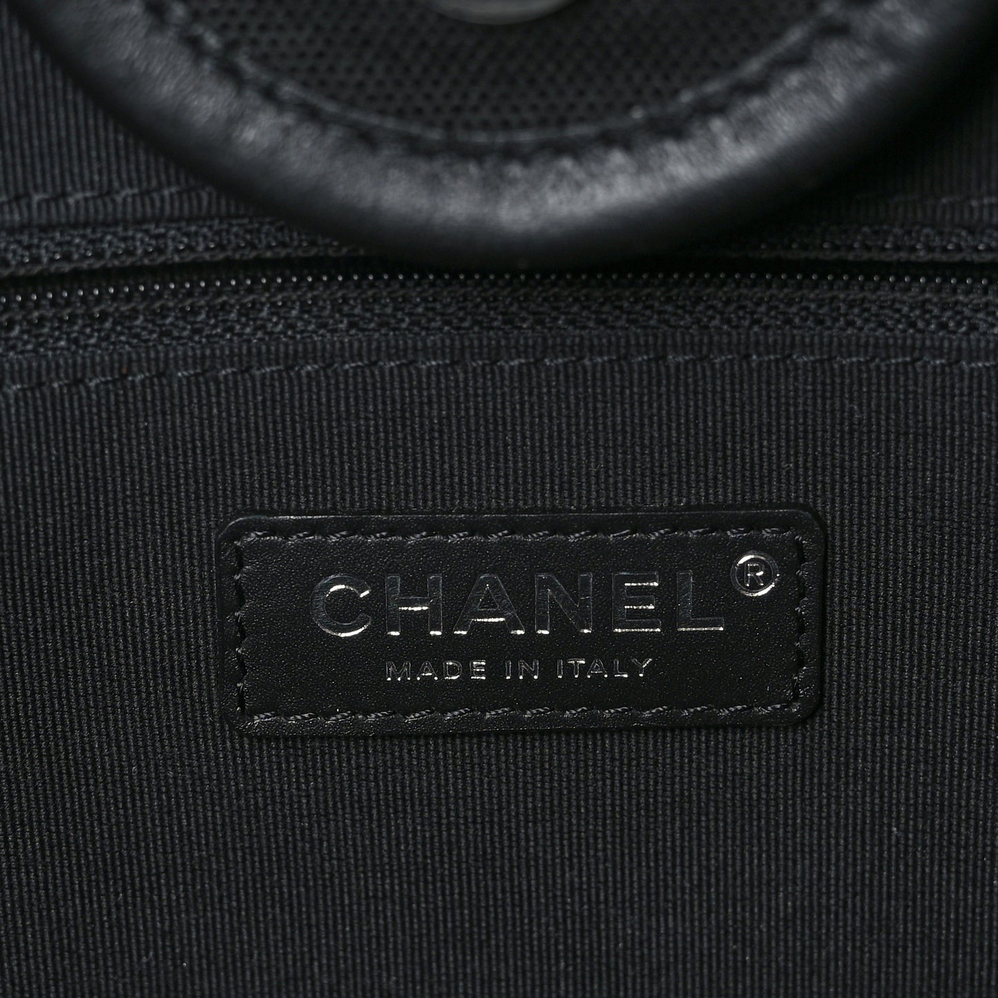 Canvas Calfskin Striped Medium Deauville Tote Black White