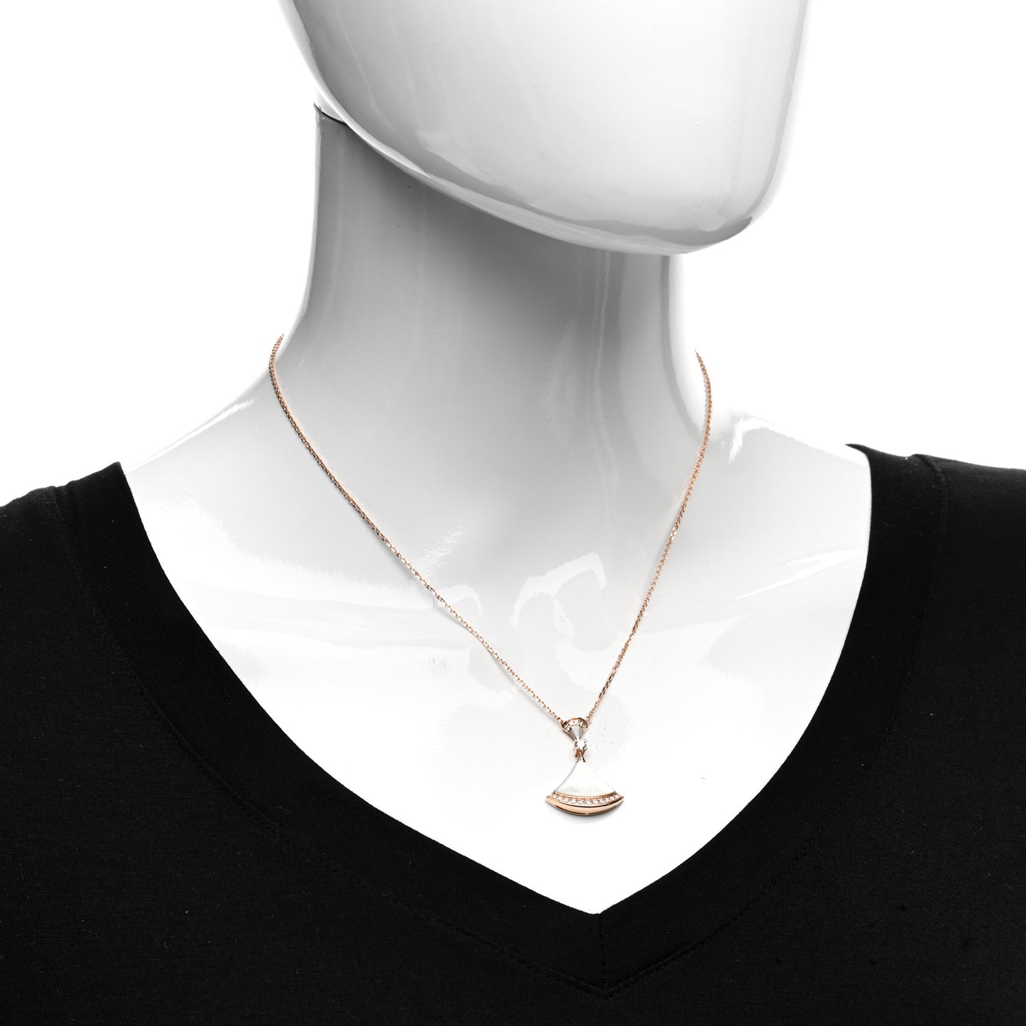 18K Rose Gold Diamond Large Mother of Pearl Divas' Dream Pendant Necklace