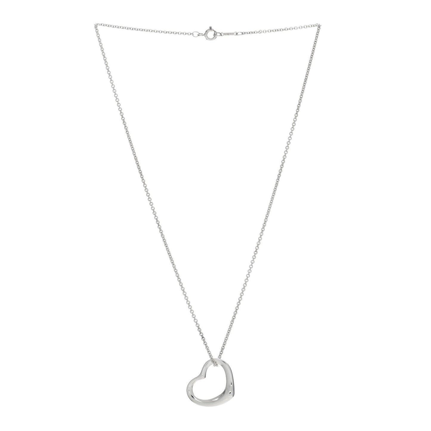 Sterling Silver 22mm Elsa Peretti Open Heart Pendant Necklace