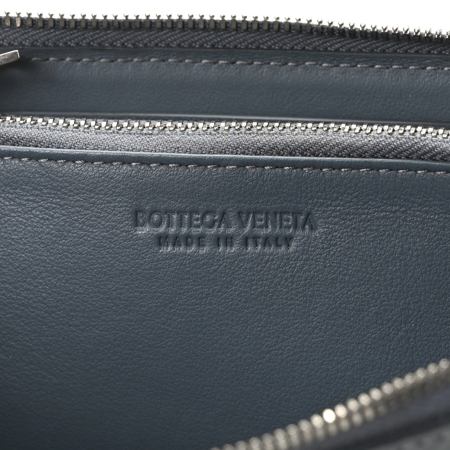 Nappa Intrecciato Embossed Zip Around Wallet Thunder
