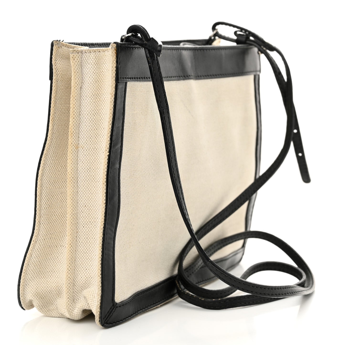 Cotton Canvas Pochette Crossbody Bag Black