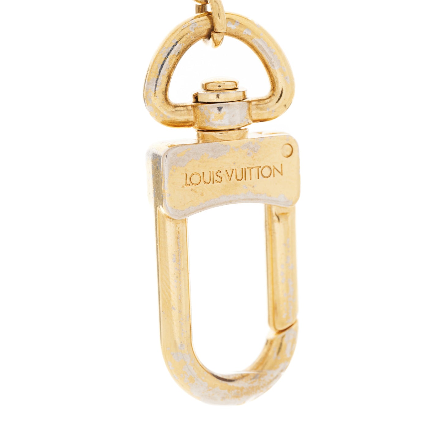 Brass Enamel Fleur De Monogram Bag Charm Chain Gold