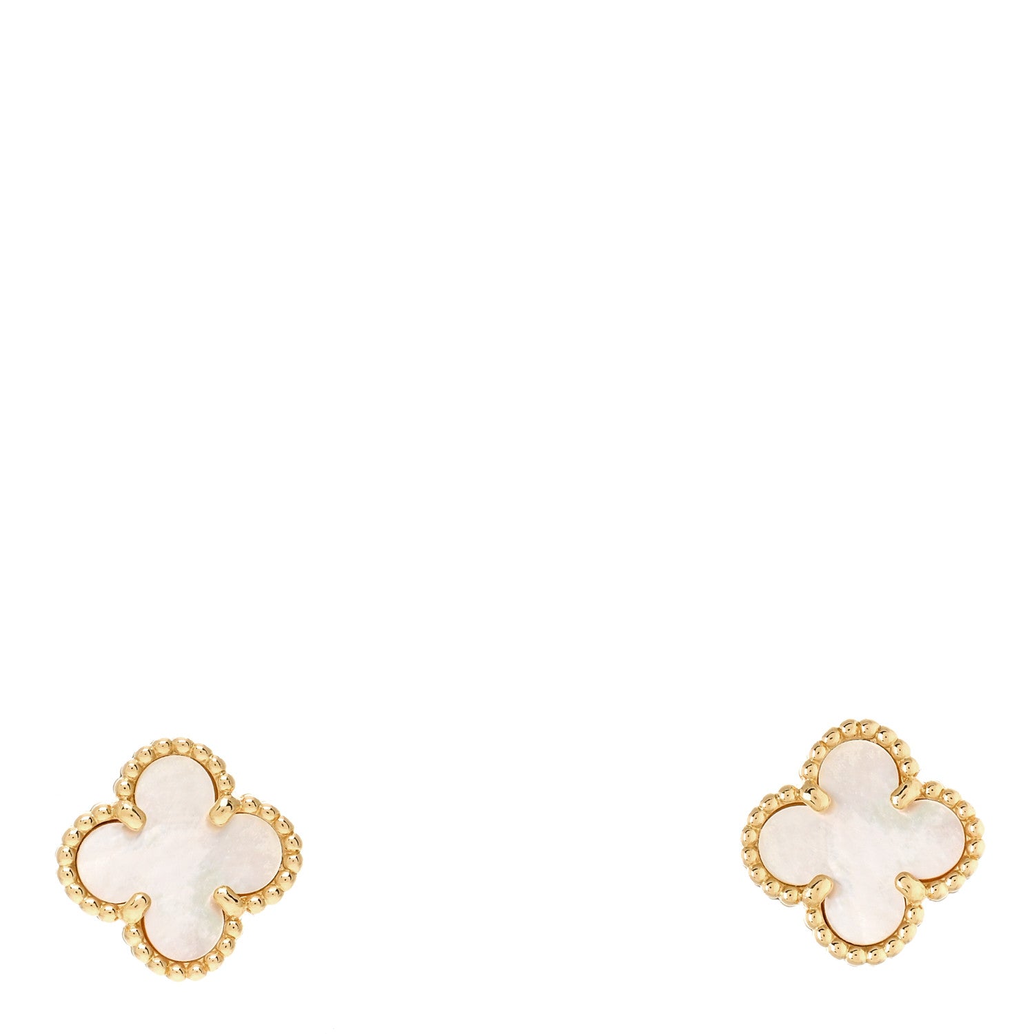 Van Cleef & Arpels 18K Yellow Gold Mother of Pearl Sweet Alhambra Earrings 1 of 5