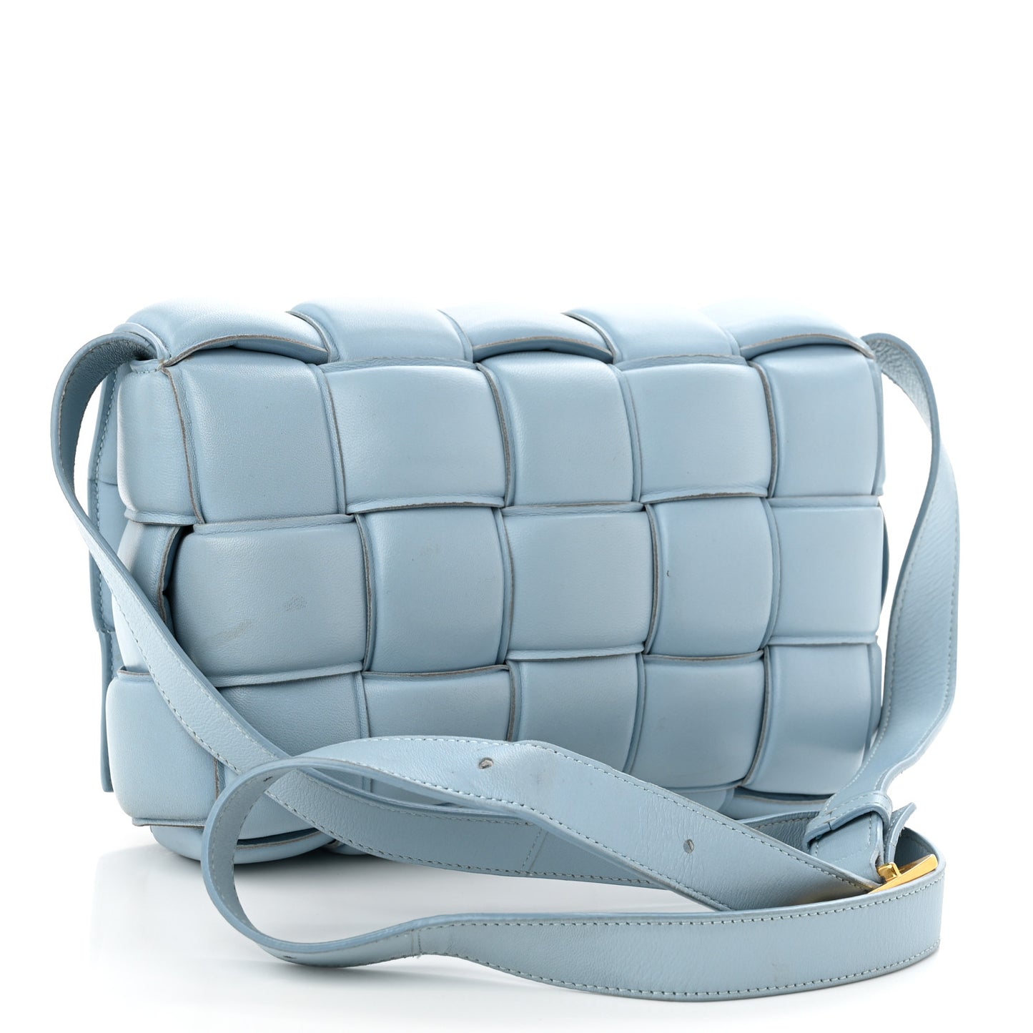 Nappa Maxi Intreccio Padded Cassette Crossbody Bag Ice