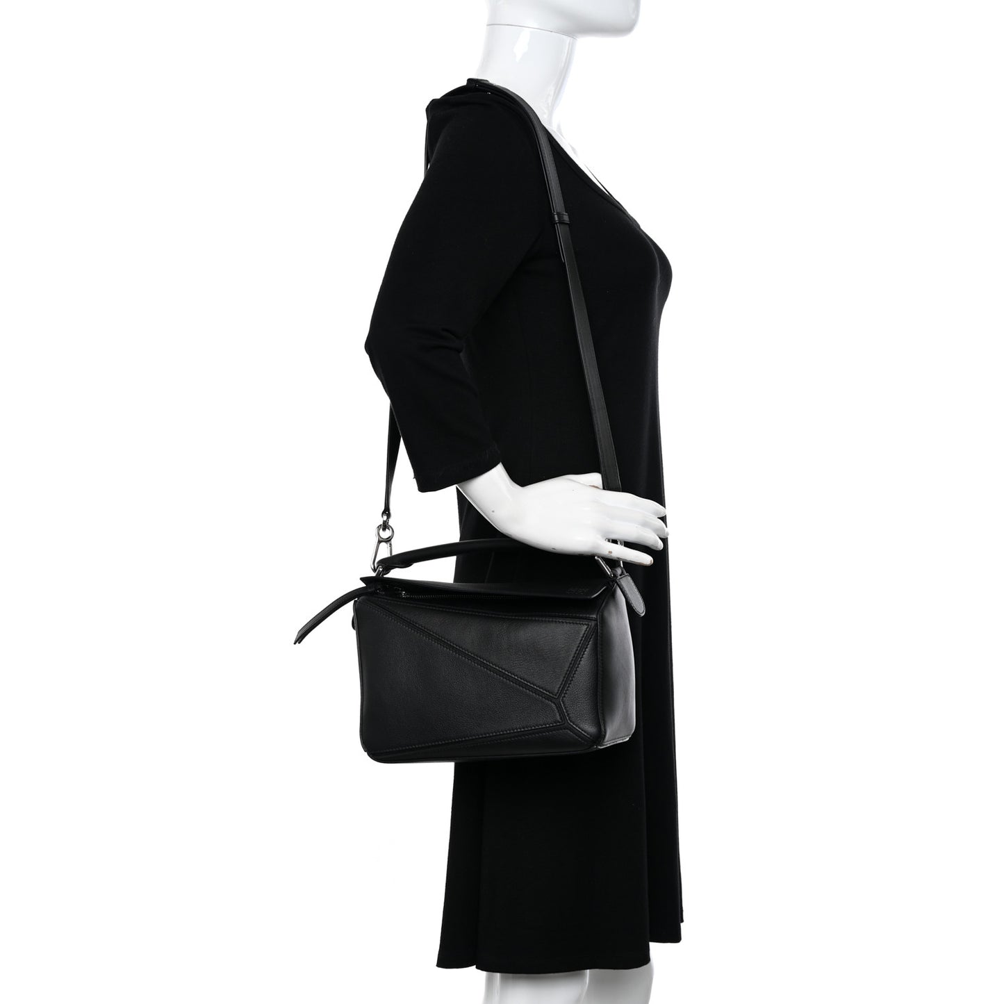 Calfskin Small Puzzle Bag Black