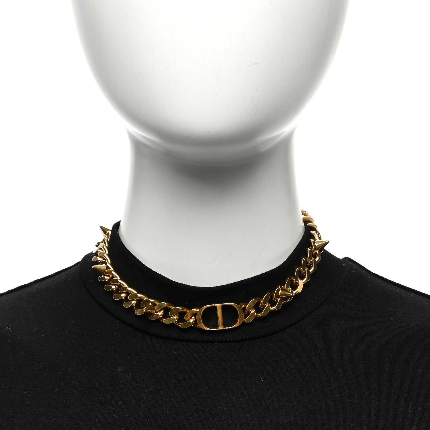 Christian Dior Metal CD Spikes Choker Necklace Gold 2 of 5