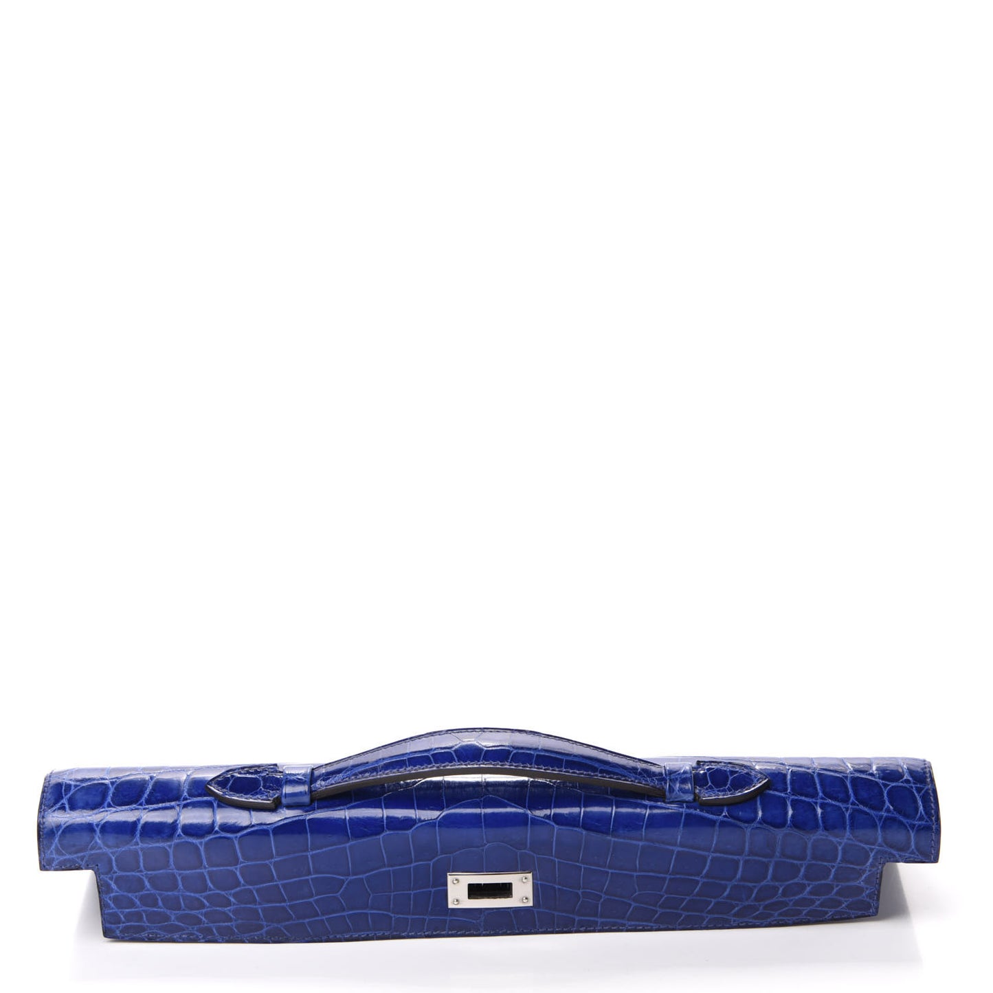 Shiny Niloticus Crocodile Kelly Cut Pochette Bleu Electrique