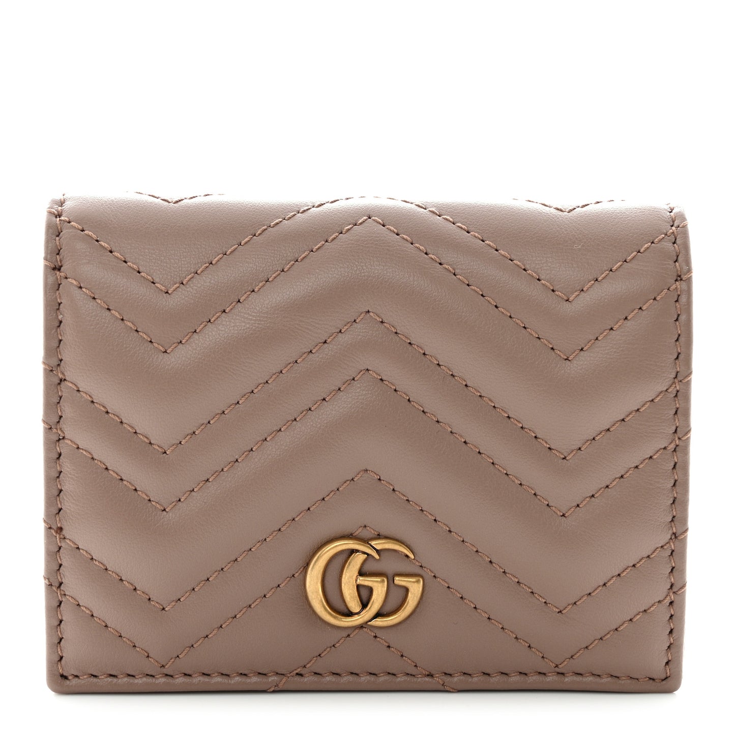 Calfskin Matelasse GG Marmont Card Case Wallet Porcelain Rose