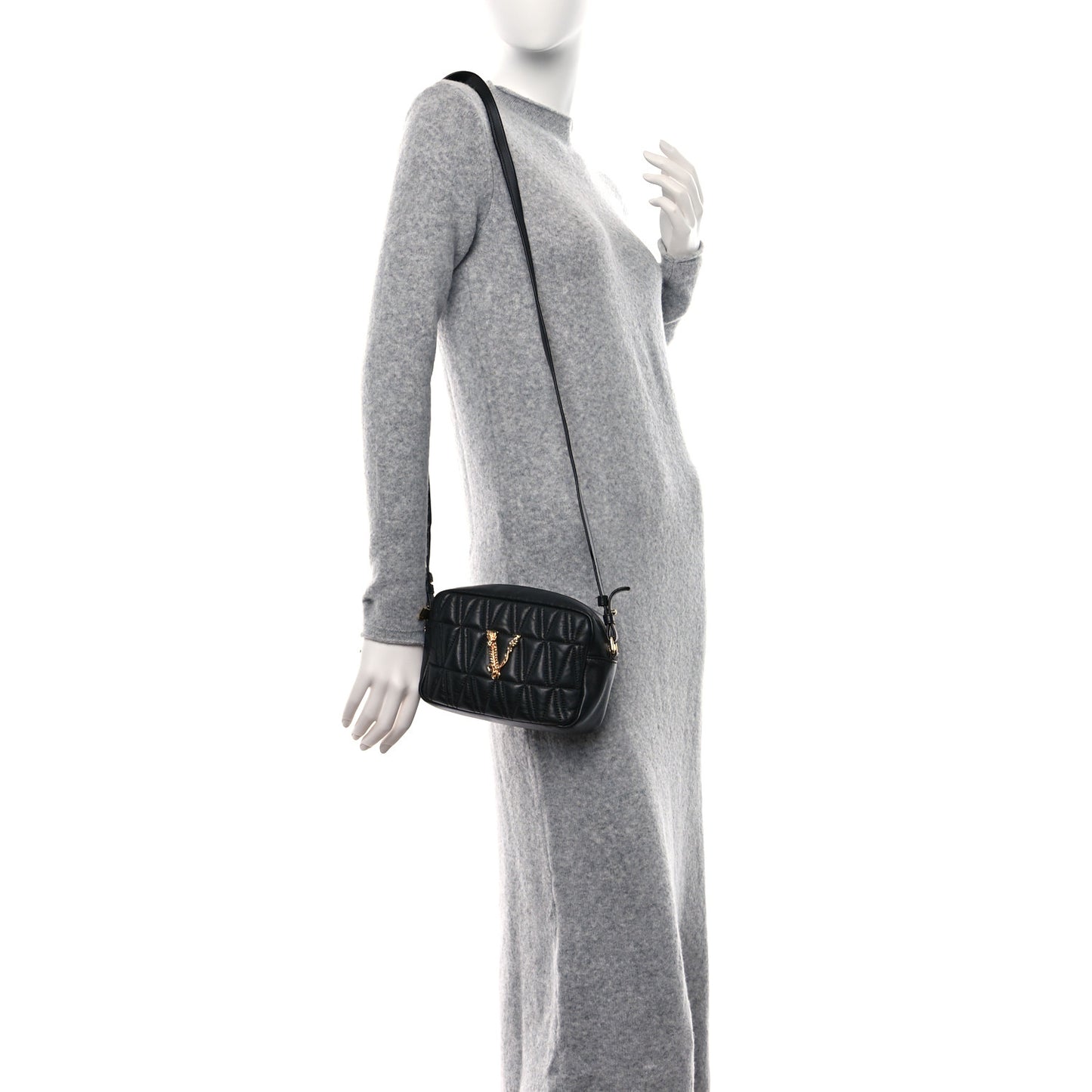 Nappa Quilted Virtus Shoulder Bag Black