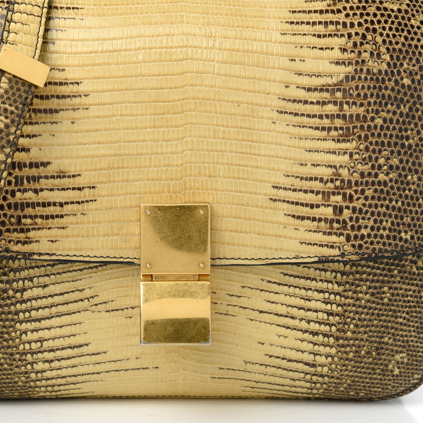 Lizard Medium Classic Box Flap Bag Natural