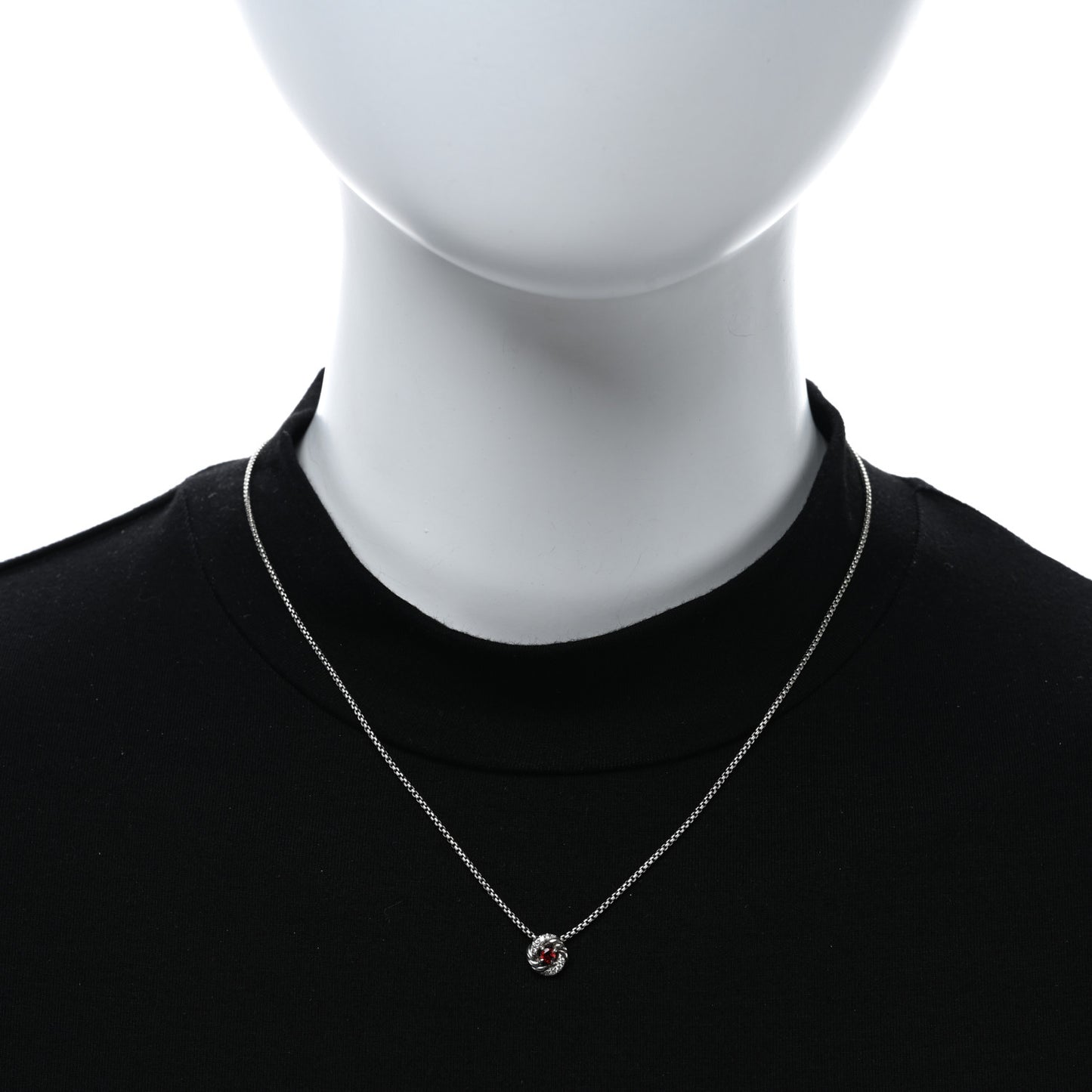 Sterling Silver Diamond Garnet 8mm Petite Infinity Pendant Necklace