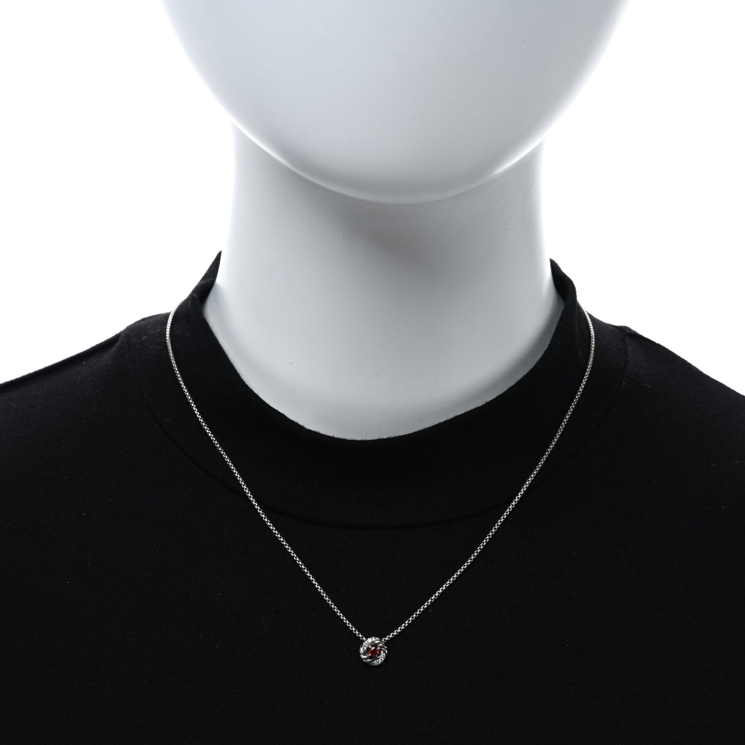 David Yurman Sterling Silver Diamond Garnet 8mm Petite Infinity Pendant Necklace 2 of 5