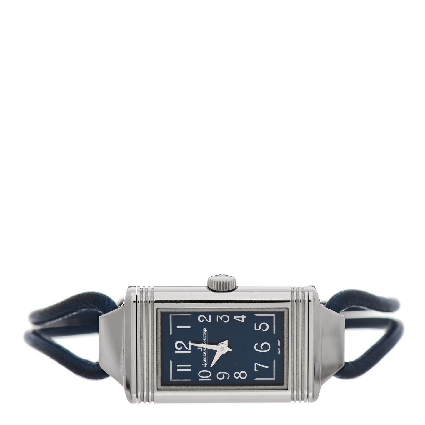 Stainless Steel Calfskin Diamond 16.3mm Reverso One Cordonnet Quartz Watch Blue Q326858J