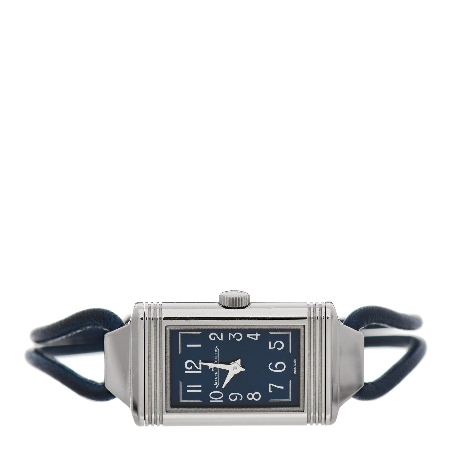 Jaeger-LeCoultre Stainless Steel Calfskin Diamond 16.3mm Reverso One Cordonnet Quartz Watch Blue Q326858J 2 of 5