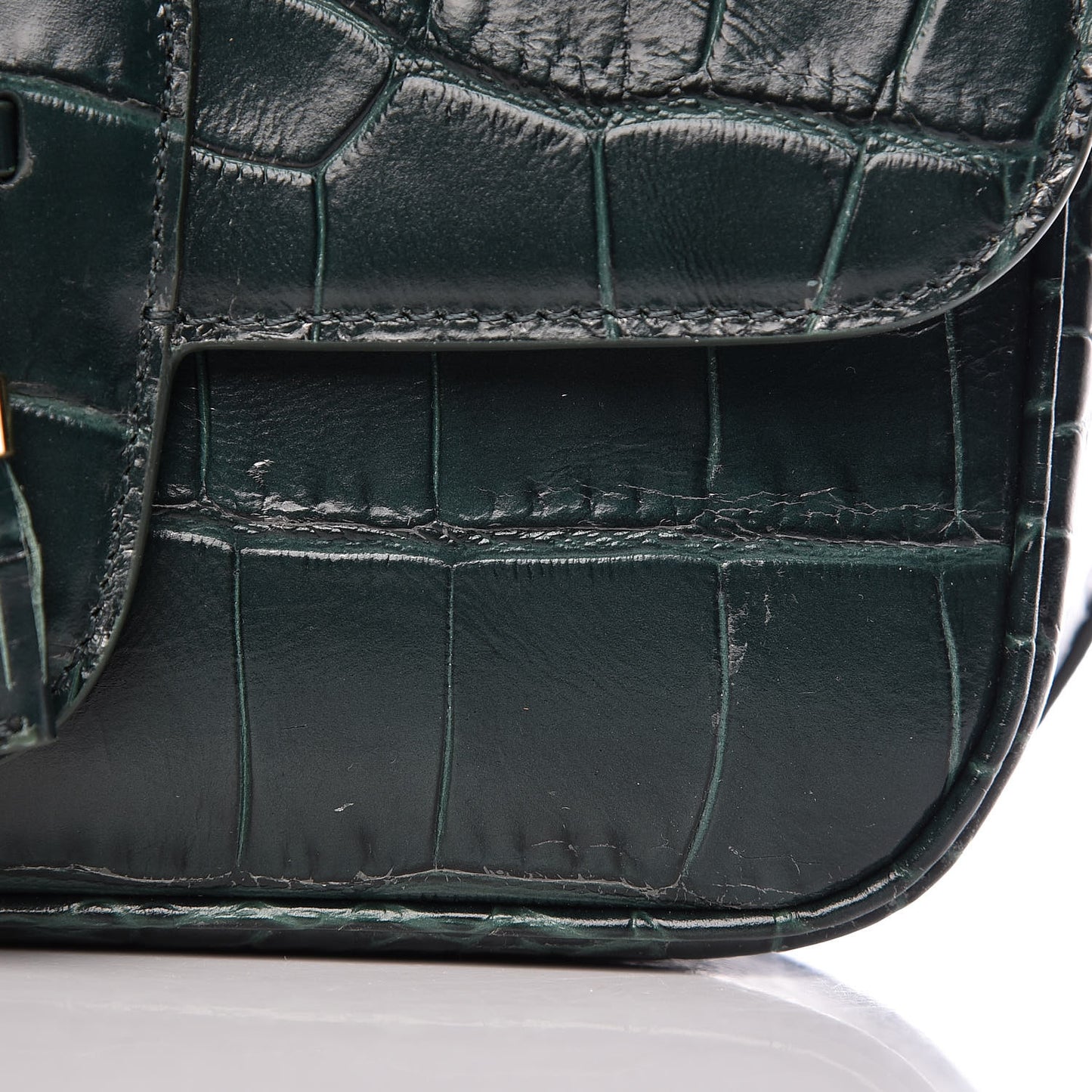 Calfskin Crocodile Embossed Medium Tassel Bag Amazone