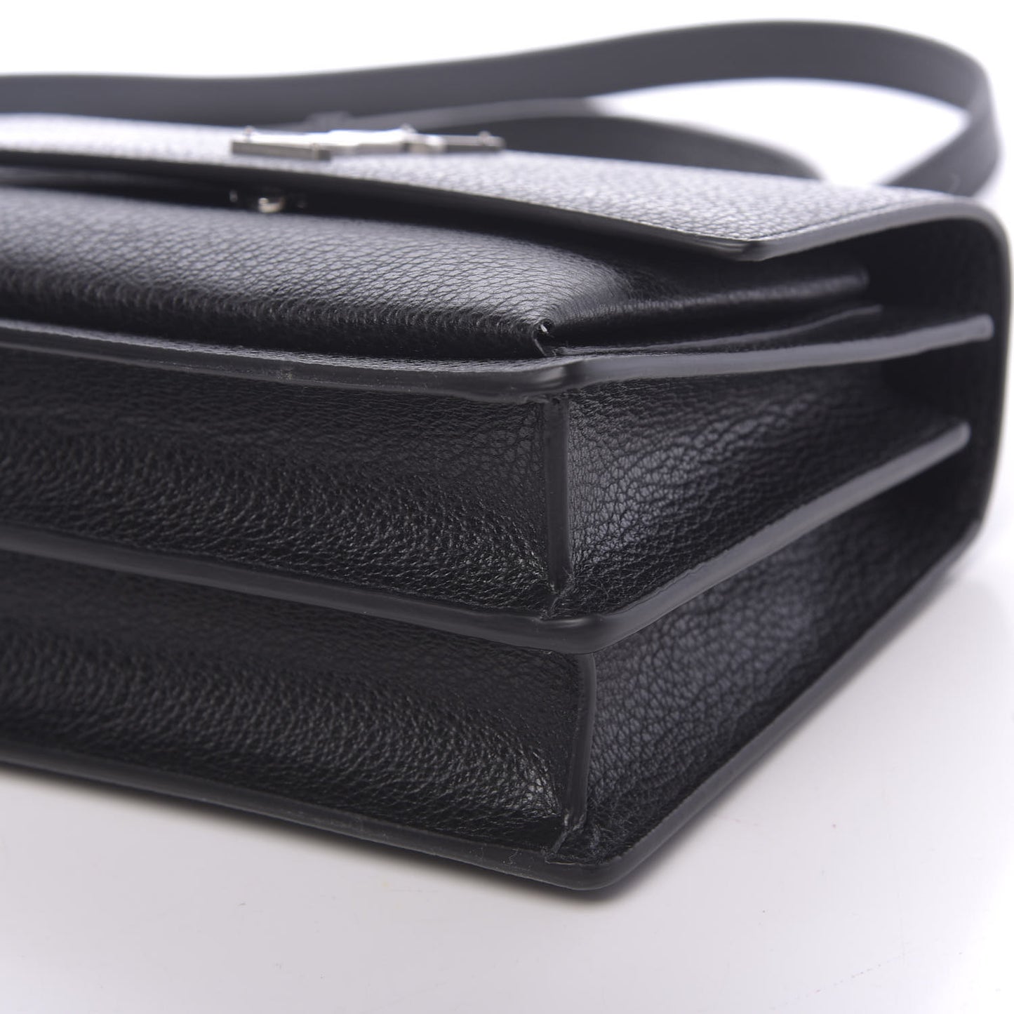 Grained Calfskin Medium Monogram Sunset Satchel Black