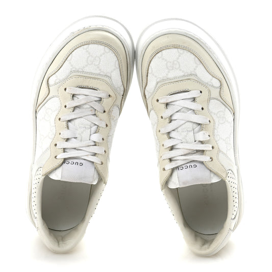 Calfskin GG Supreme Monogram Perforated Womens Platform 55mm Sneakers 37 Mystic White