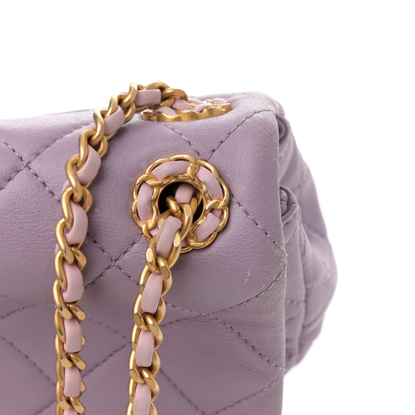 Lambskin Quilted Braided CC Small Flap Lilac