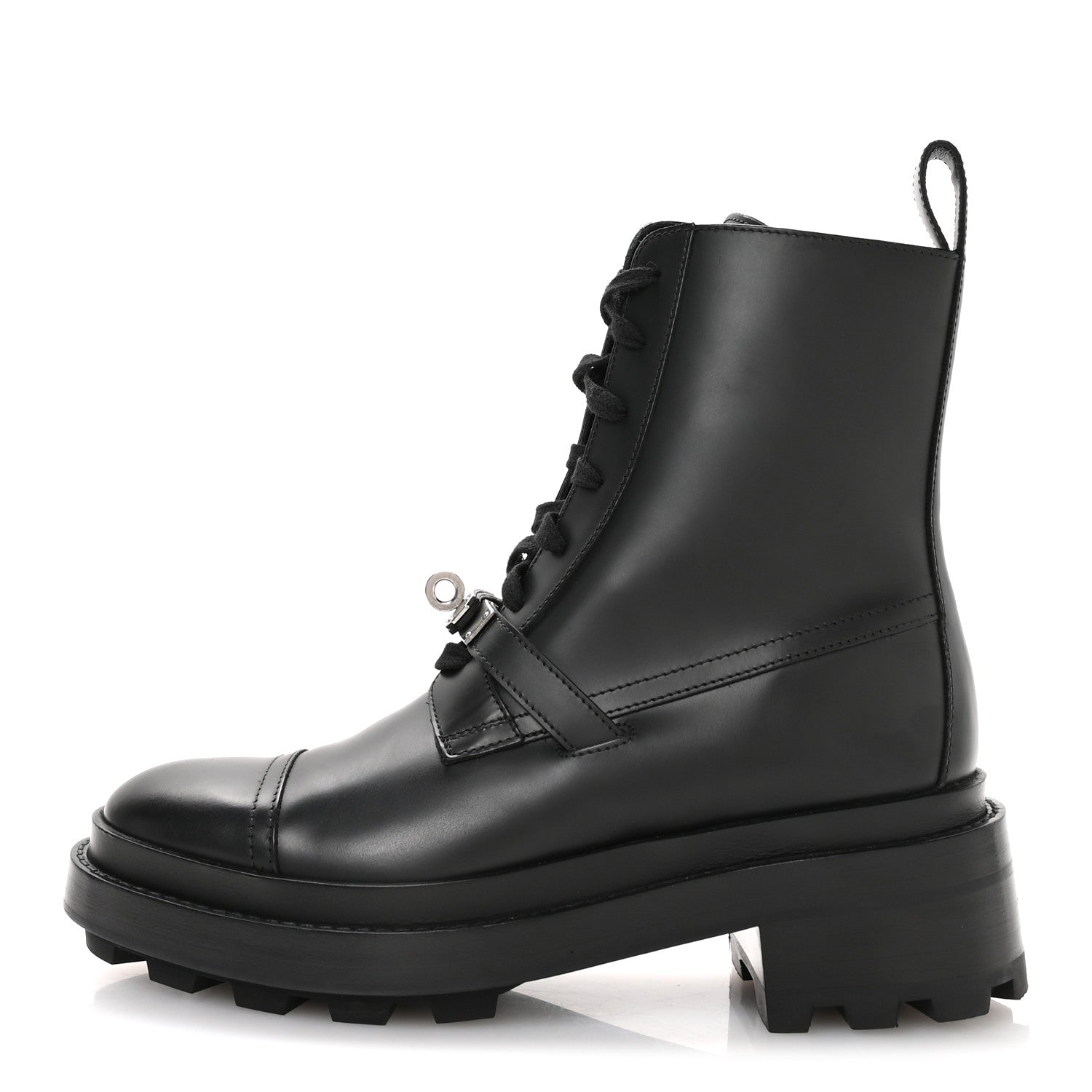 Hermes Glossed Calfskin Funk Ankle Boots 36 Black 1811369