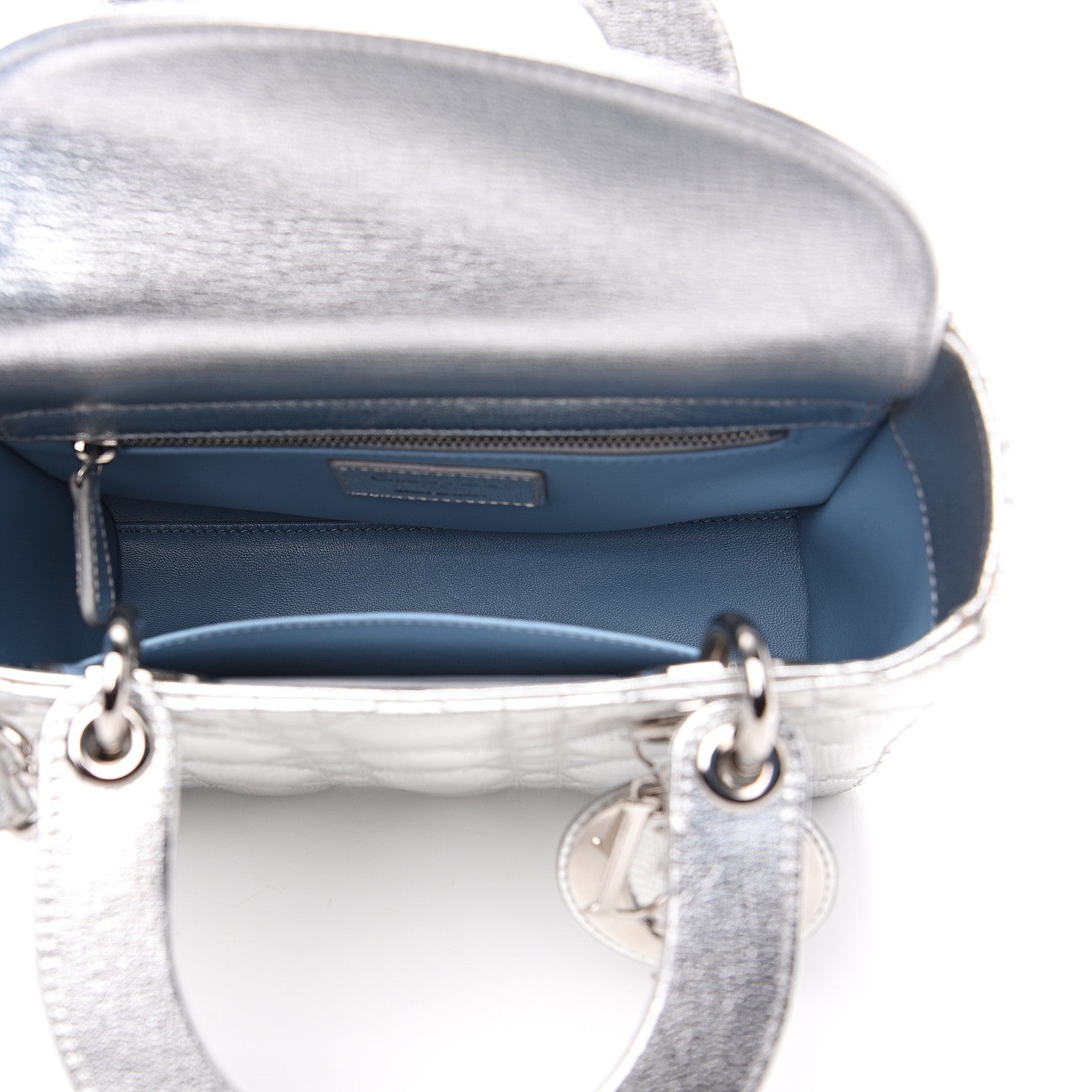 Christian Dior Metallic Grained Calfskin Cannage My ABCDior Lady Dior Silver 4 of 9