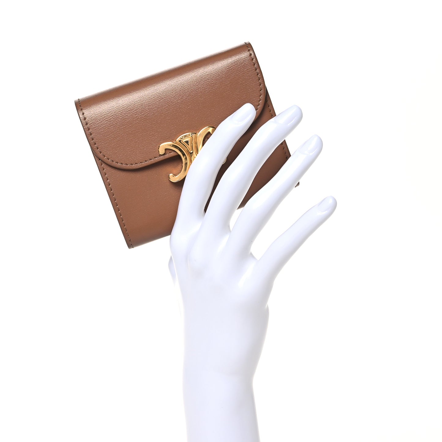 Triomphe Compact Wallet Natural Tan