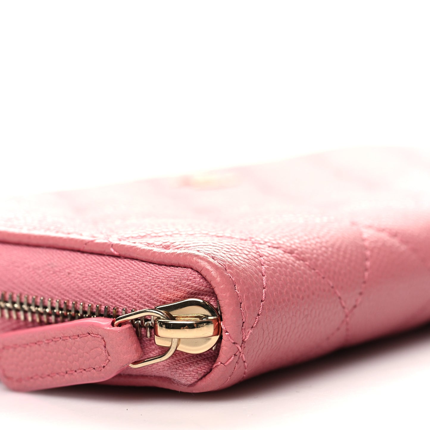 Caviar Quilted Zip Around Wallet Pink