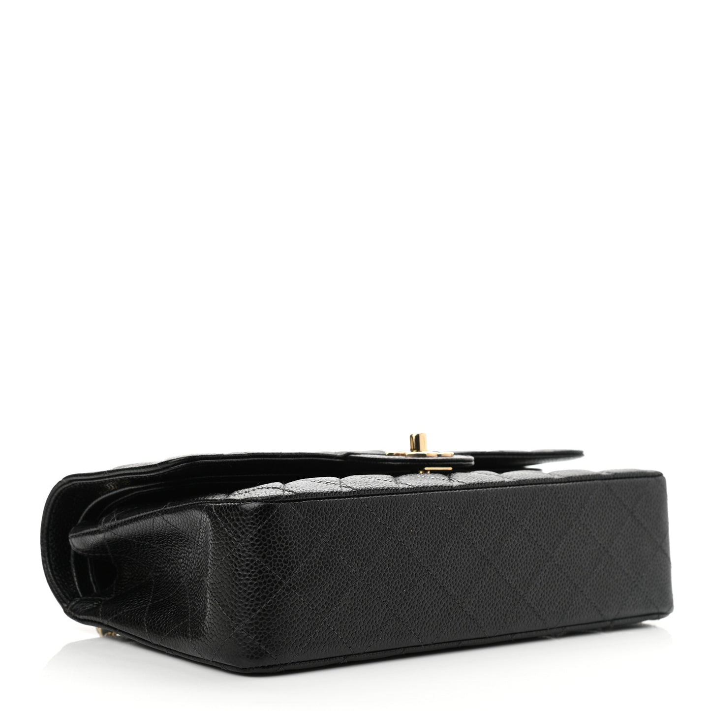 Caviar Quilted Medium Double Flap Black