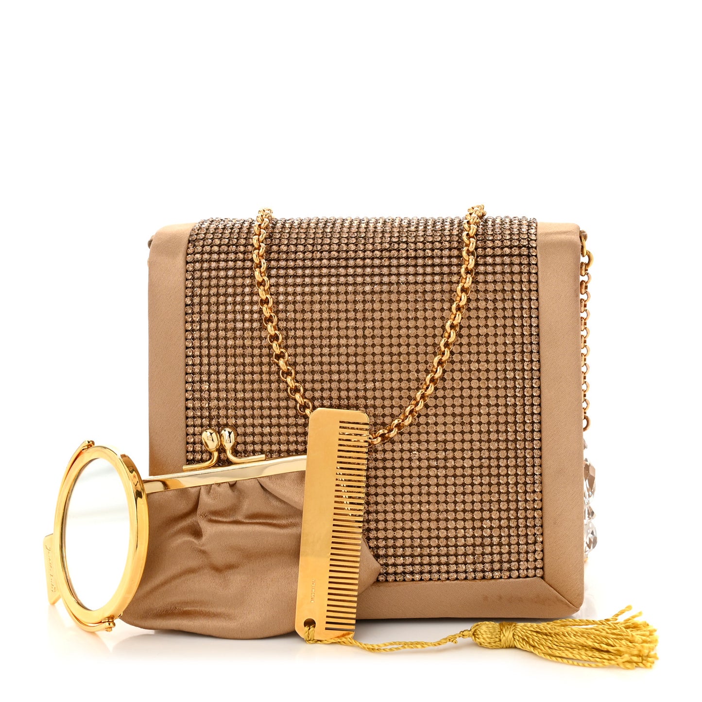 Crystal Satin Clutch Gold