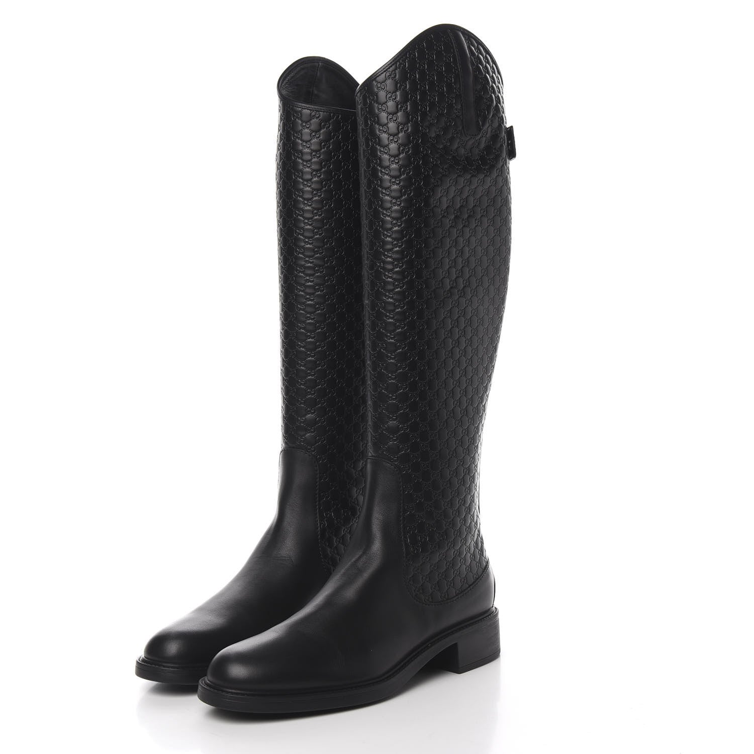 Gucci Microguccissima Knee High Riding Boots 41 Black 3 of 9