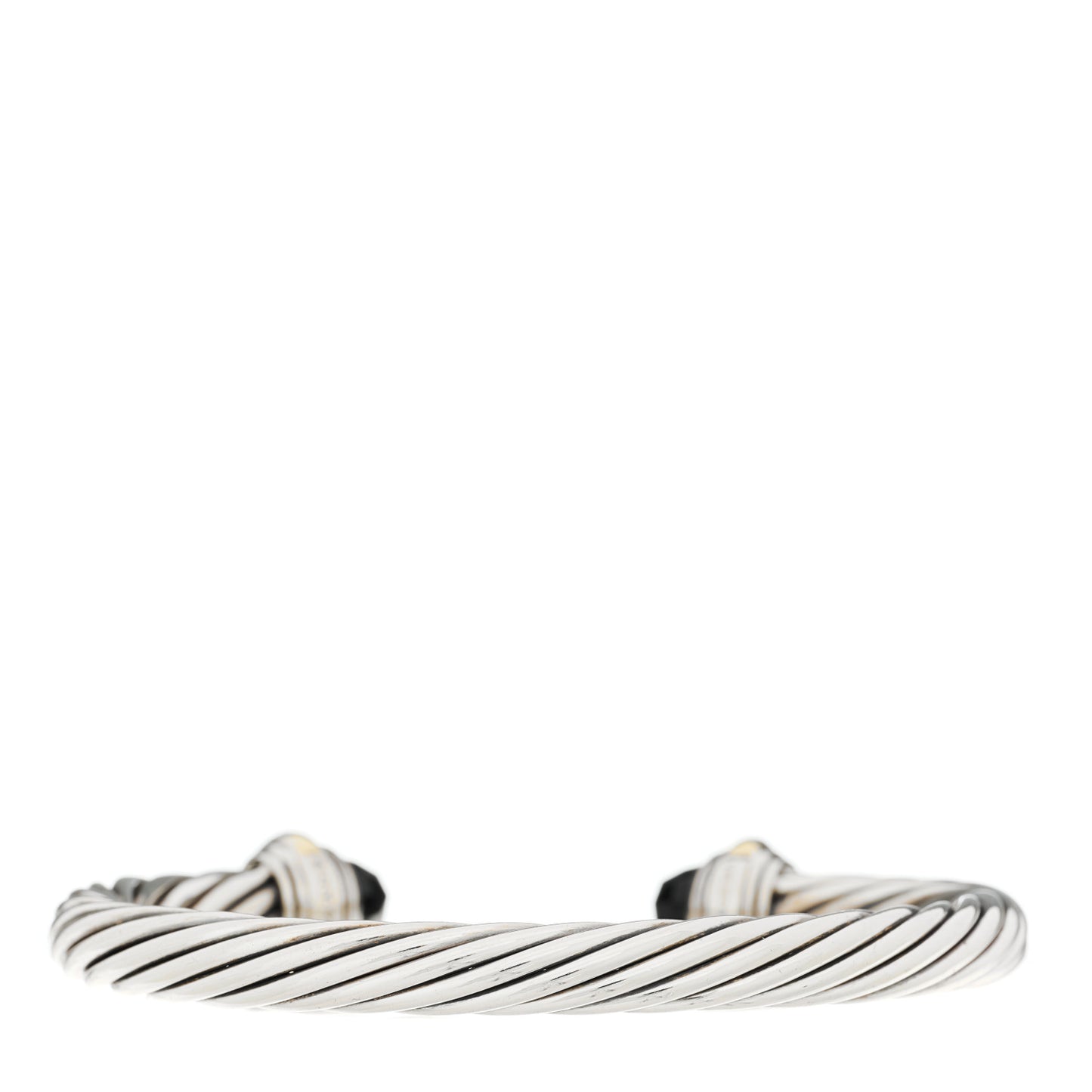 Sterling Silver 14K Yellow Gold Black Onyx 7mm Cable Classics Bracelet