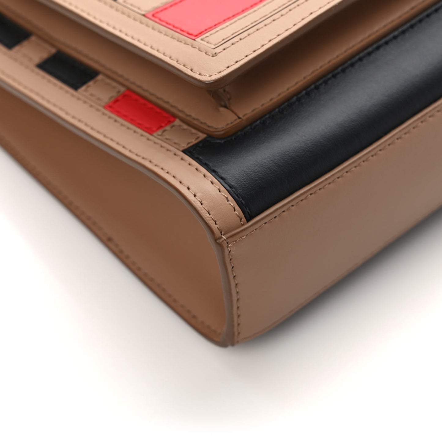 Smooth Calfskin Striped Mini Pocket Bag Camel